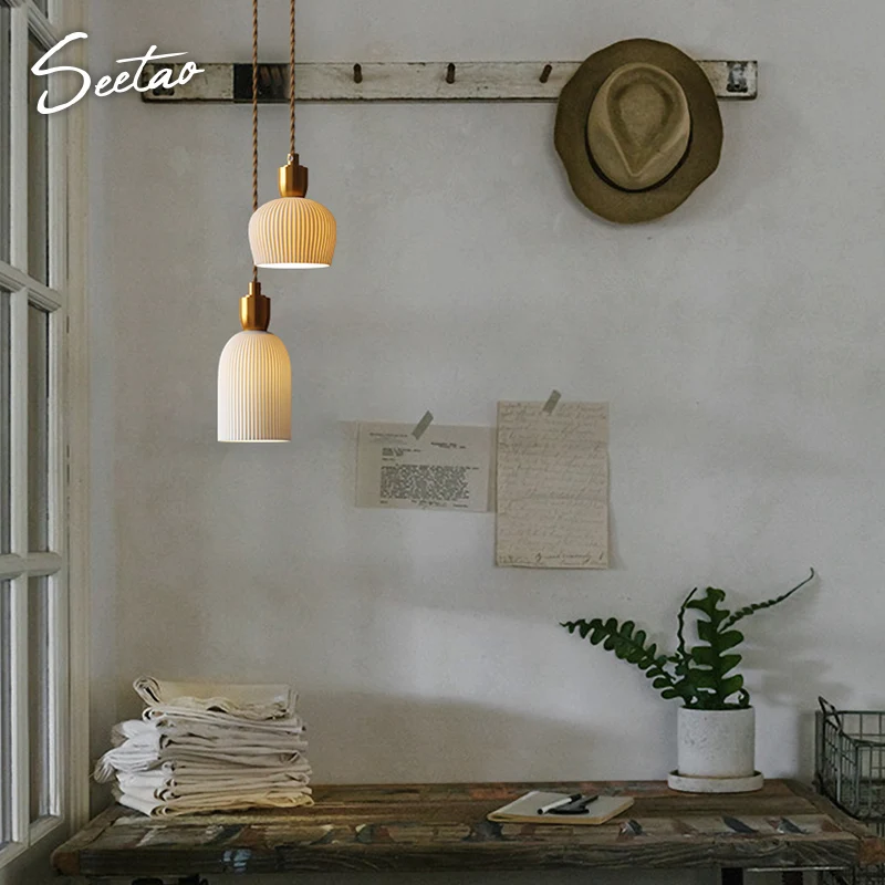 IWHD Nodic Modern Ceramic Pendant Lights Fixtures Bedroom Living Room Light Hanglamp Vintage Hanging Lamp Luminaire Lighting