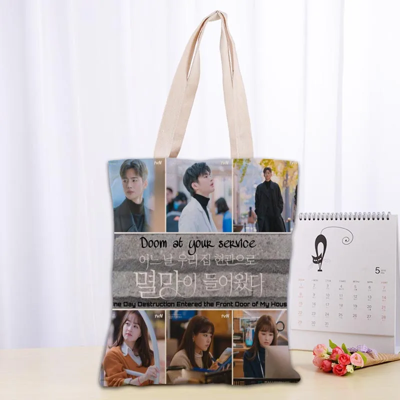 One Day Destruction Entered the Front Door Oof My House Shopping Bags 30x35cm Tote Bag Reusable Handbag Women Pouch  0918