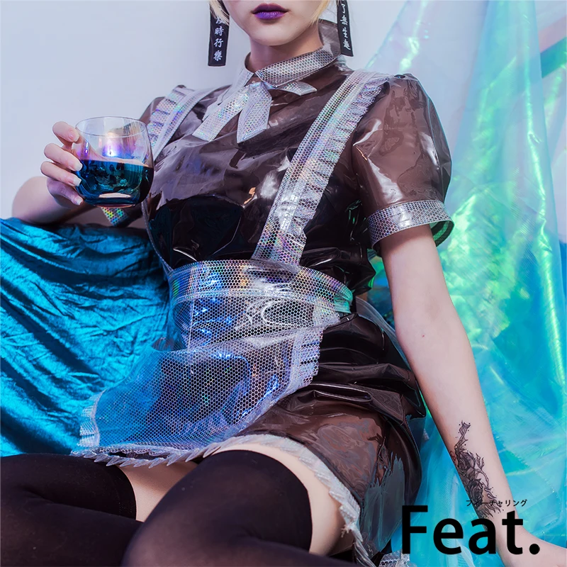 Feat. [CH Interstellar Maid Equipment ] Original Maid dress PVC TPU outfit Harajuku cyber function tpu transparent see-through