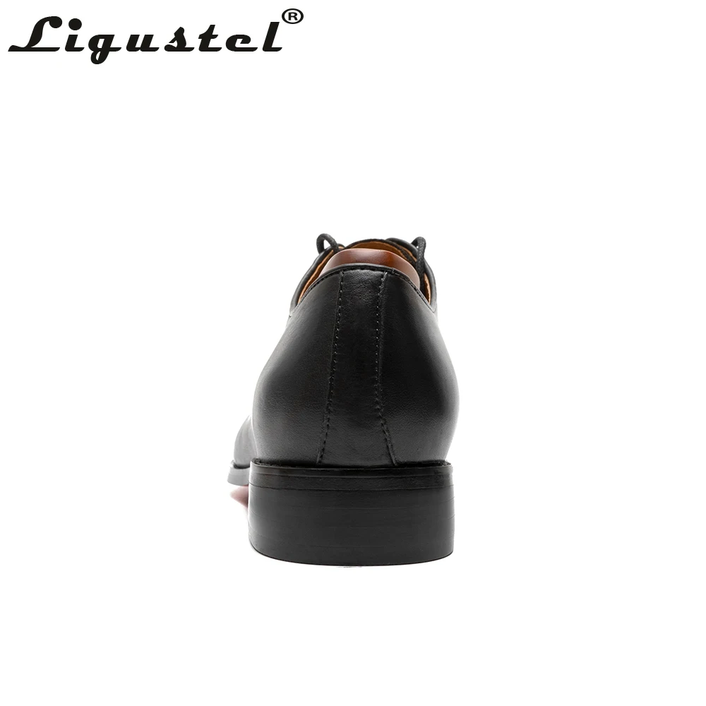 Ligustel Mens Designer Black Genuine Leather Shoes Mens luxury Red Bottom Fashion Wedding Shoes Men Office Shoes Plus Size