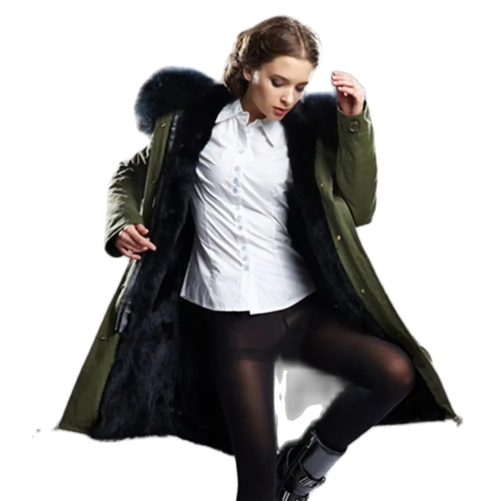 

Gorgeous Black Long Parka Leisure Style Wholesale Women And Men Overcoat