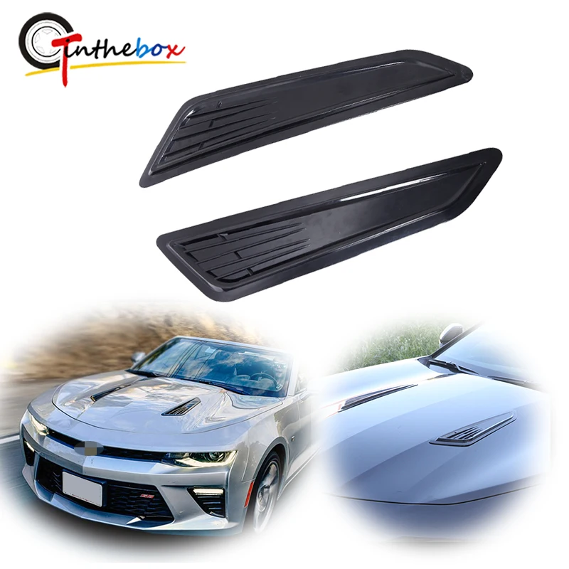 2PCS Black SS Style Front Bonnet Hood Vent Scoop Shade Decorative Covers For 2016-2018 Chevy Camaro LT 1LT 2LT Car Accessories