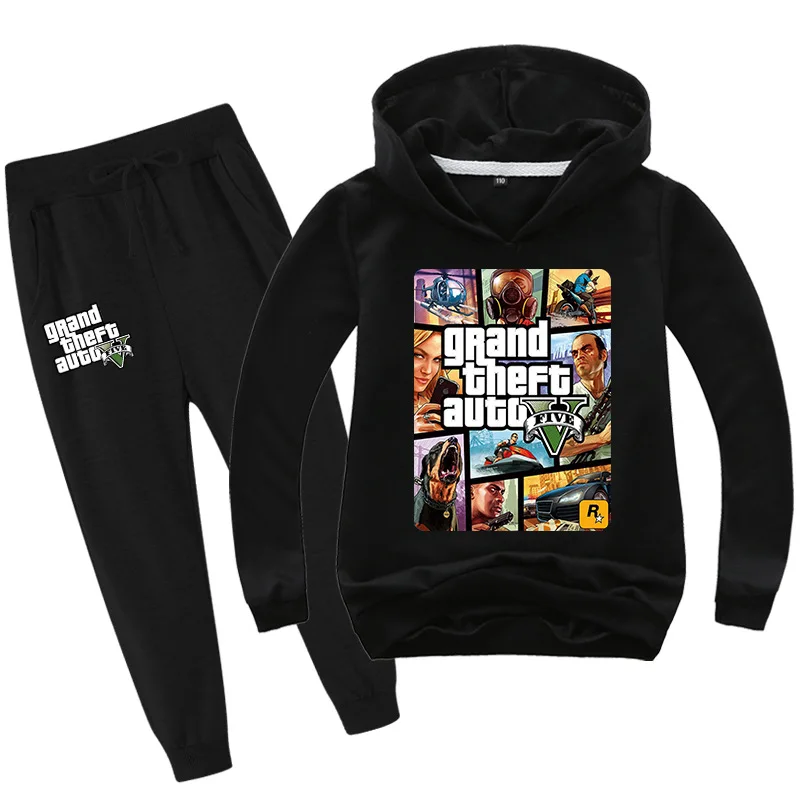 Grand Theft Auto Game Gta V 5 Hoodie Pants Clothing Set Kids Wear Casual Sportswear Boys Sportswear Toddler Girls Set 2022