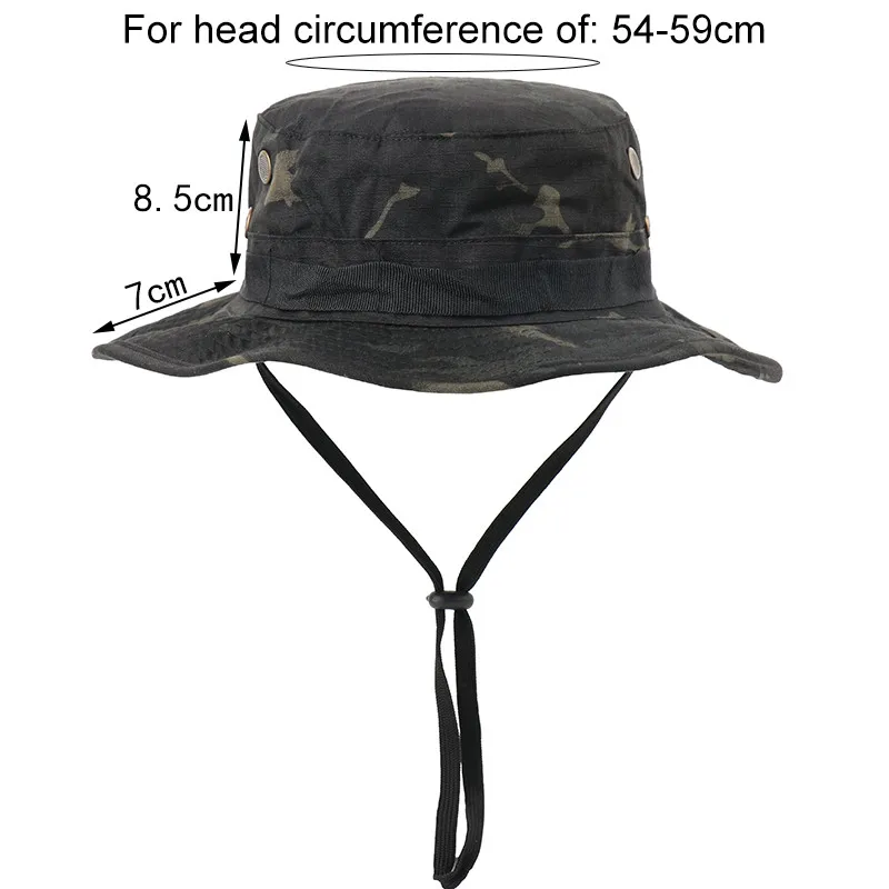 Men Women Bucket Hat Outdoor Fishing Boonie Hat UV Protection Panama Hat Hiking Sombrero Army Tactical Camouflage Sun Hat Men