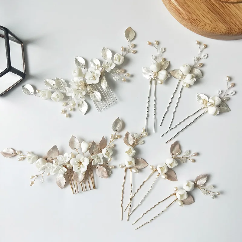 50pcs Handmade Ceramic Flower Material White Color Porcelain Floral Hair Accessories For DIY Jewelry Make Parts