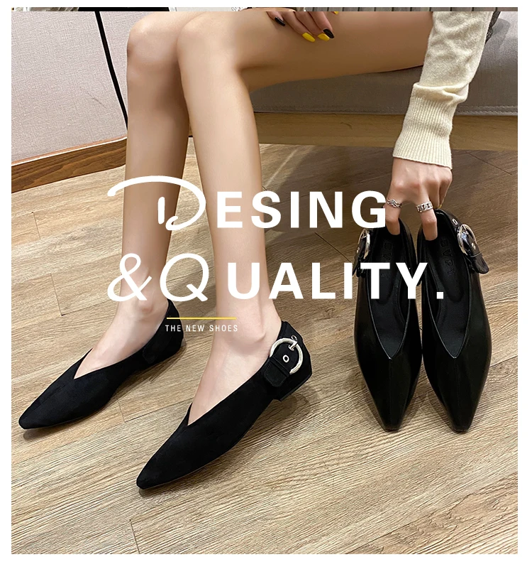 2024 nuovo modello Designer Vintage Flats Shoes Ladies Fashion Brand punta a punta V Cut scarpe da donna scarpe basse appartamenti femminili Sexy