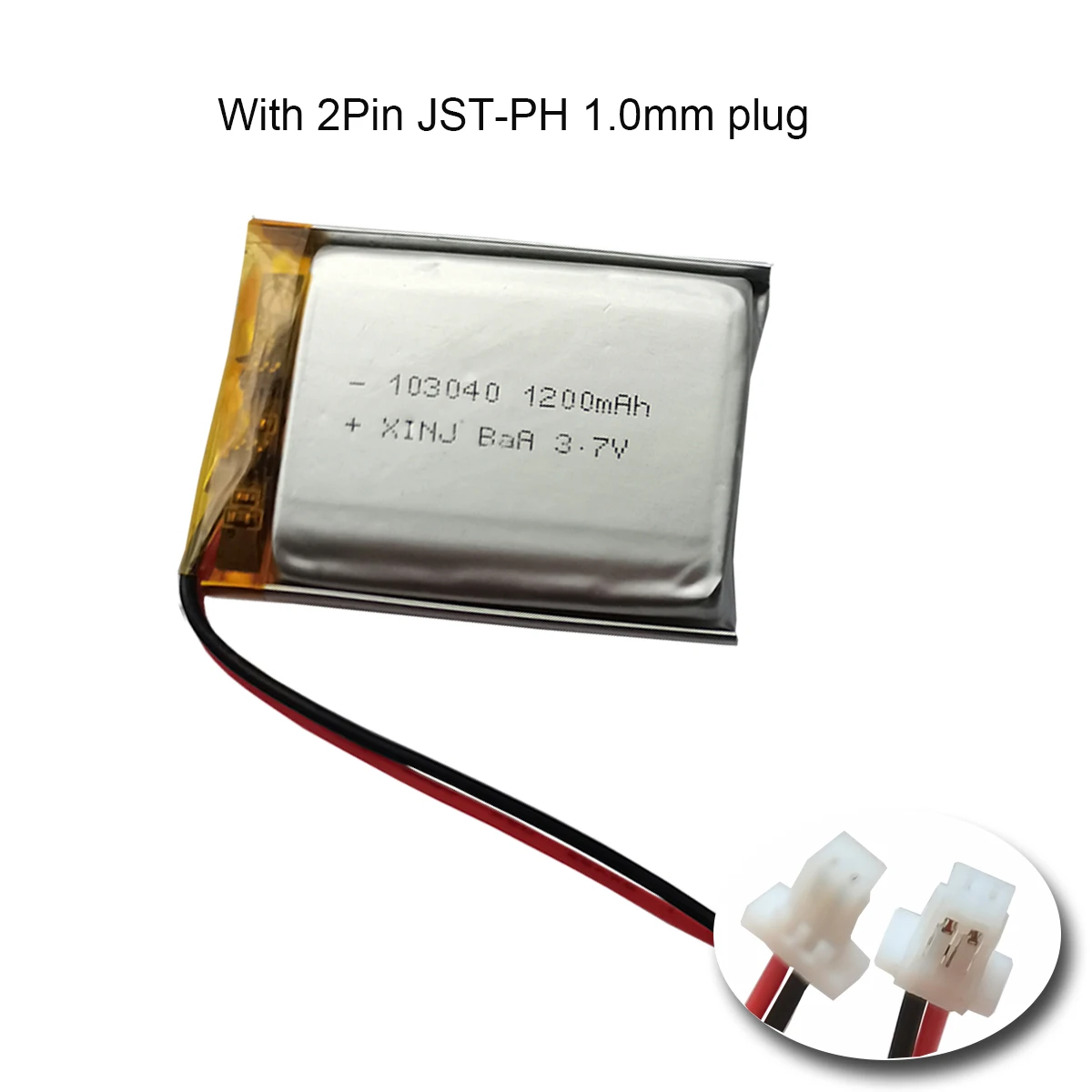 3.7V 1200mAh 4.44Wh Rechargeable Polymer Li Lithium Battery 103040 JST 2pin 1.0  1.25 For PSP Game Player GPS Sat Nav Car Camera