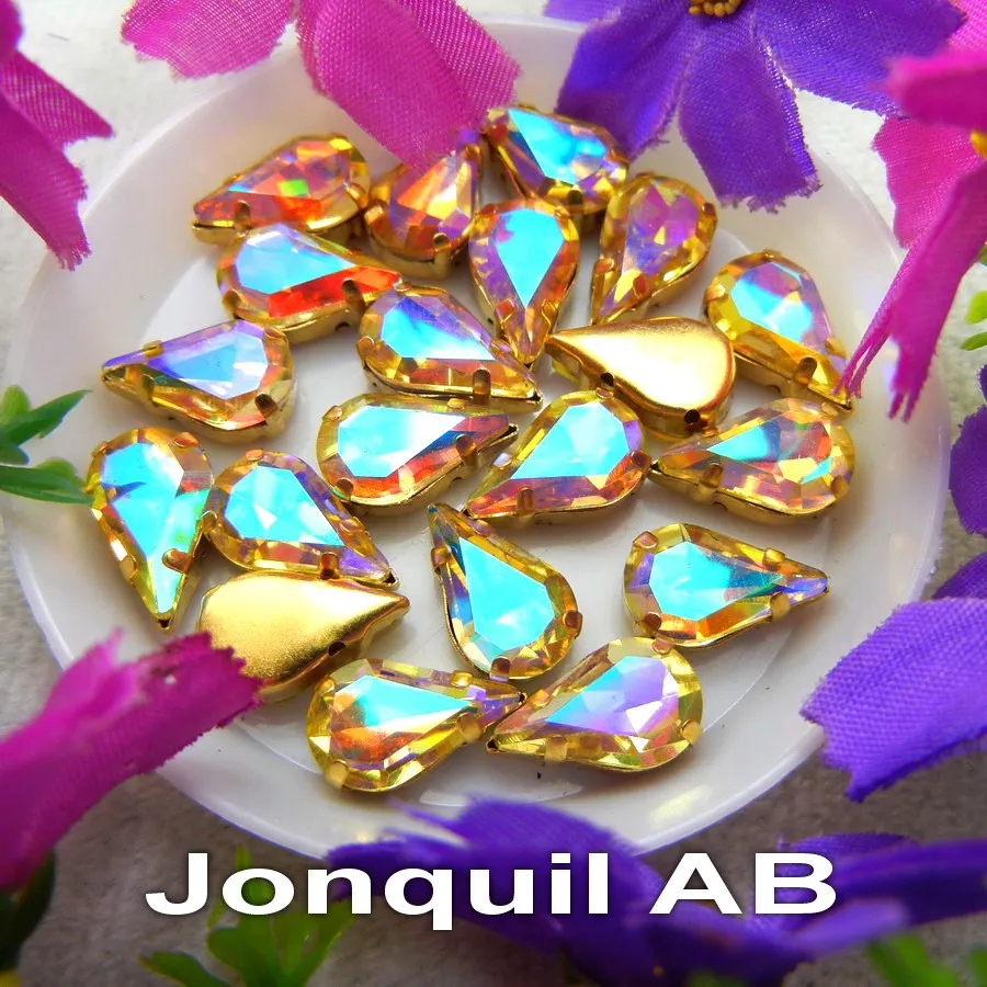 AB Colors Gold Claw Settings 3*6mm 6*10mm 8*13mm Wassertropfen Birnenform Glaskristall Aufnähbare Strassperlen Zubehör DIY – Detail 7