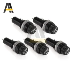 10Pcs/lot Fuse Holders 5x20 mm Black Insurance Tube Socket Fuse Holder 5*20MM 10A 250V Mount Screw Cap Fuse Holder Case Socket