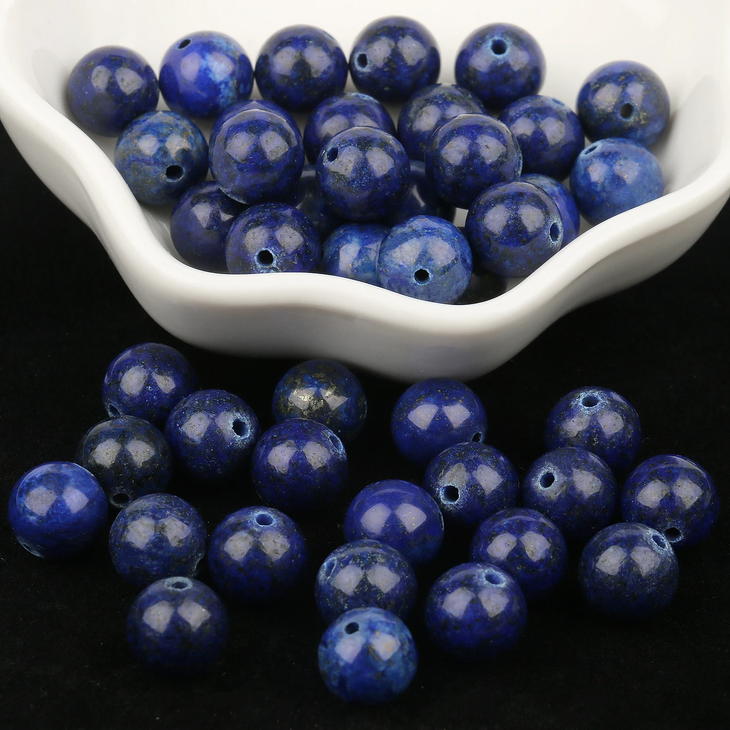 

AA Lapis Lazuli Natural Gems Stone Spacers Loose Round Beads DIY Bracelet Necklace Charms for Jewelry Making 15" Strand 4-12mm