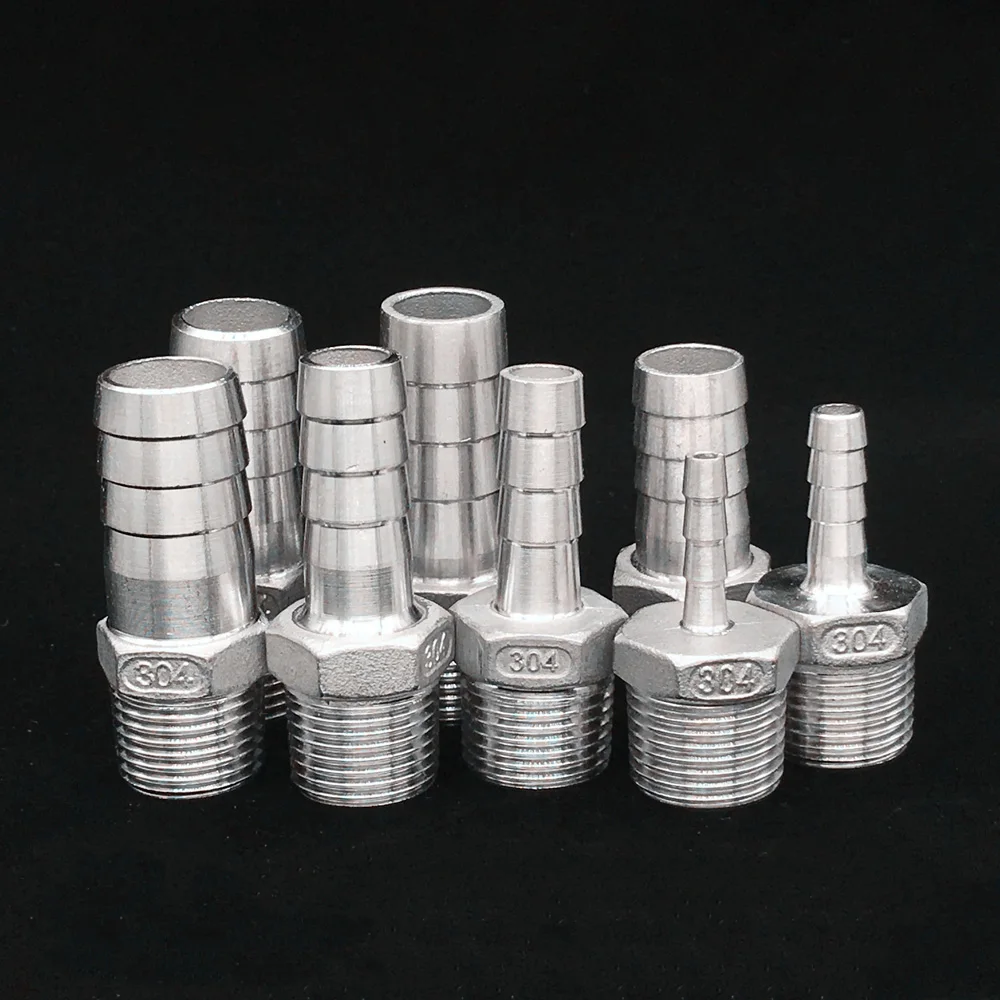 4 "Bspt Man 100Mm Slang Barb Connector 304 Rvs Tule Koppeling