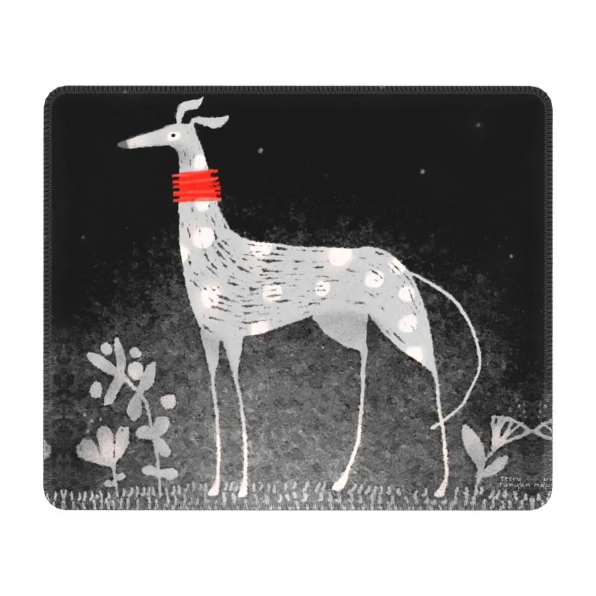 Night Hound Gaming Mouse Pad Non-Slip Rubber Base Lockedge Mousepad Office Laptop Computer Mat Whippet Greyhound Dog Desk Pads