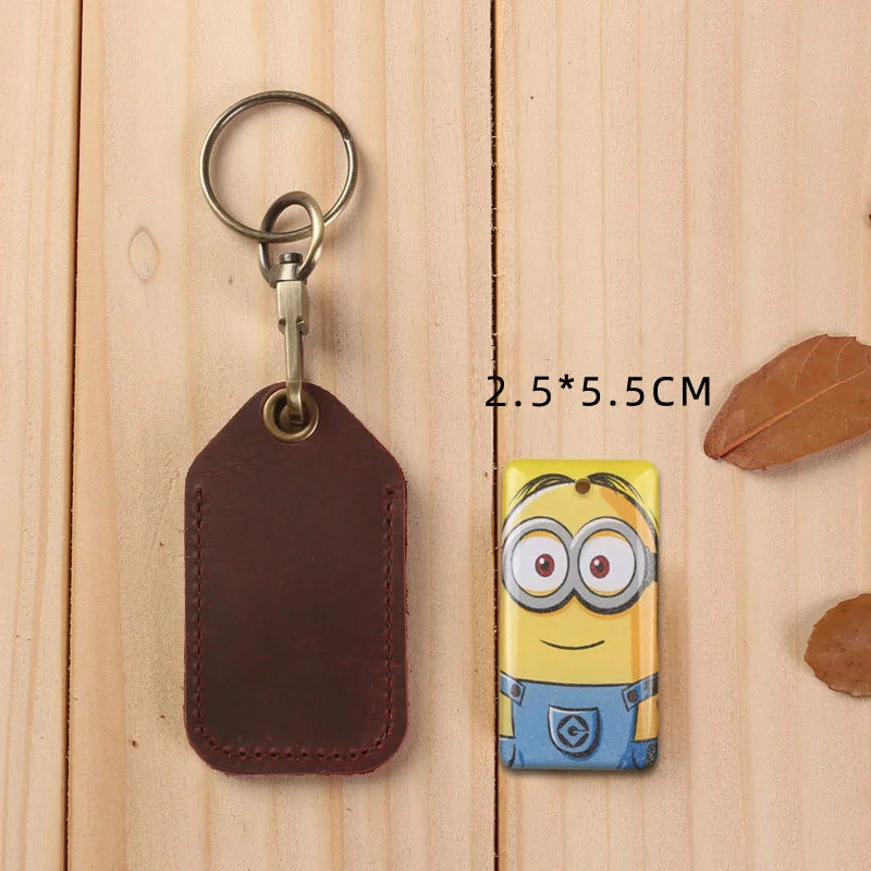 Brand Leather RFID Keychain Key Ring Water Drop Doorlock Access Control RFID Tags ID Card Case Rectangular Round Fashion Keyring