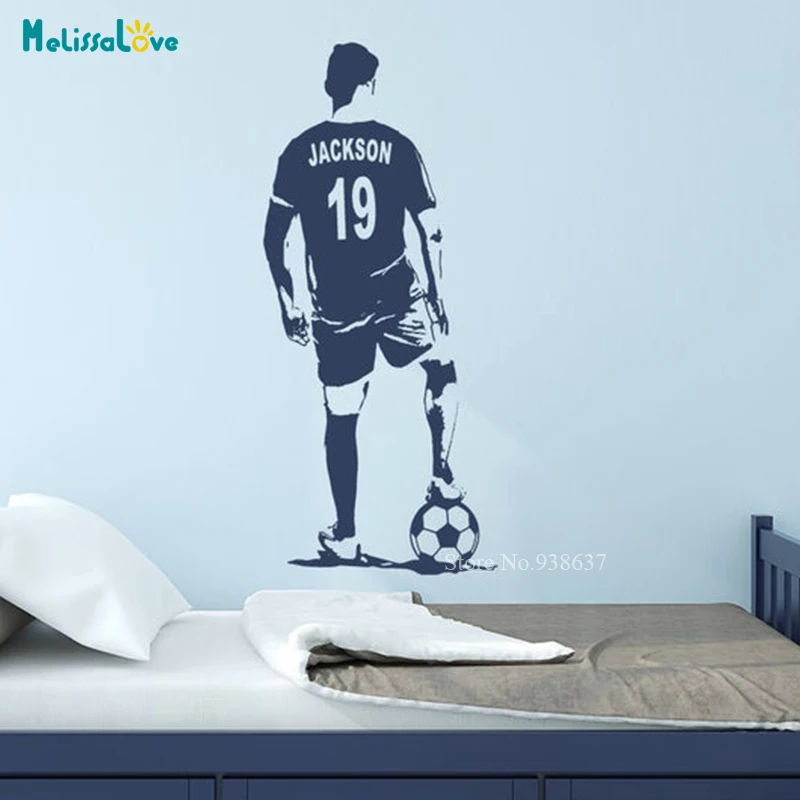 Personalized Football Soccer Sticker Custom Name and Jersey Numbers Wall Art Sports Wall decor Stickers boy bedroom BA290