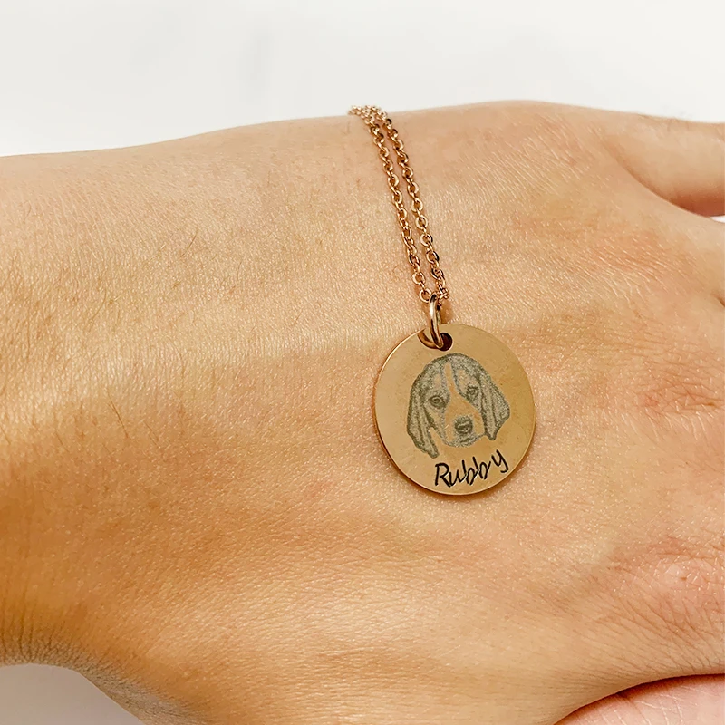Personalized Photo Name Pet Custom Necklace High Quality Laser Engraving Silver Rose Gold Color Neck Collar Anniversary Jewelry