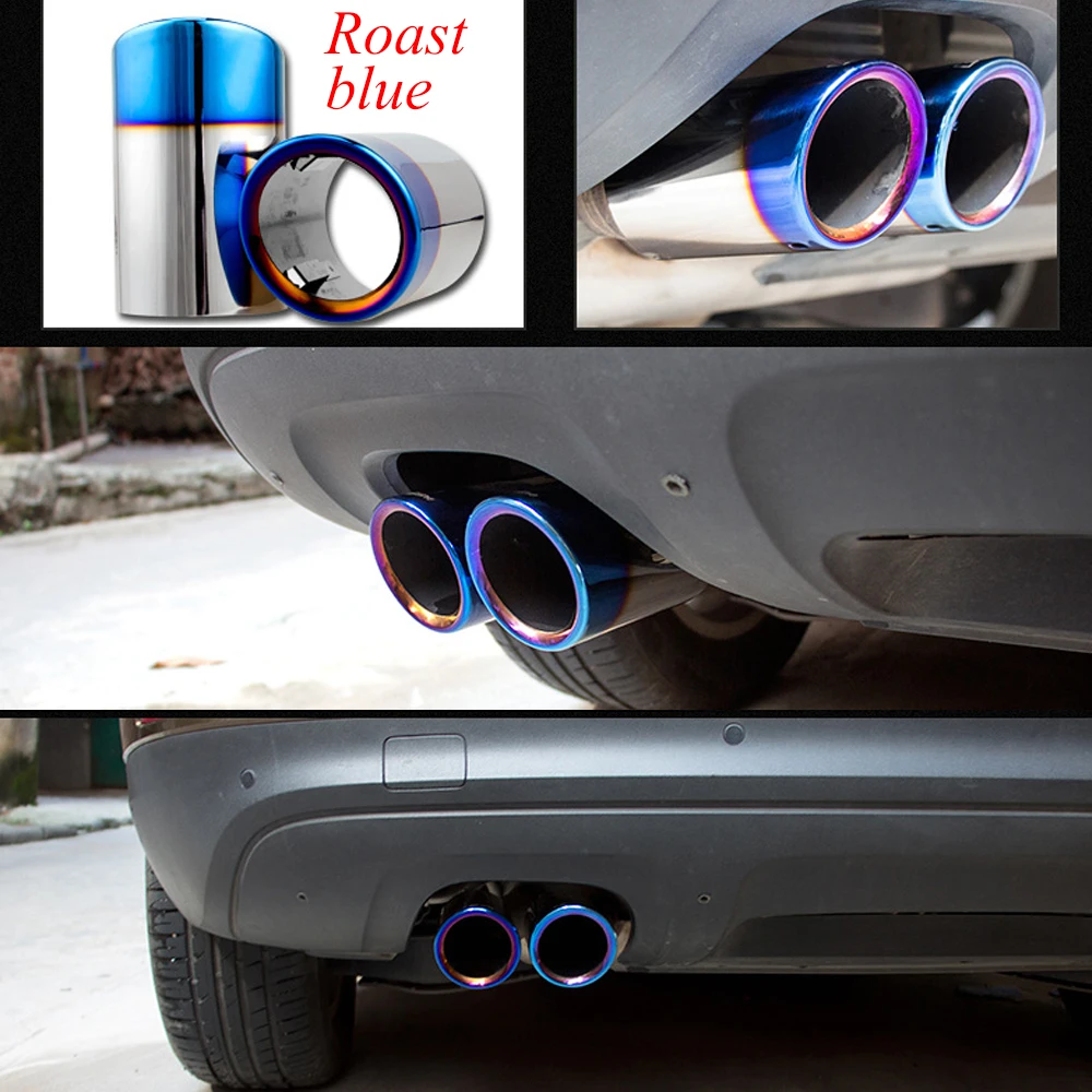 2Pcs/Set Chrome Plating Stainless Steel Car Exhaust Muffler Tip Pipes Covers for Q5/A4/A4L/A3, for VW Volkswagen