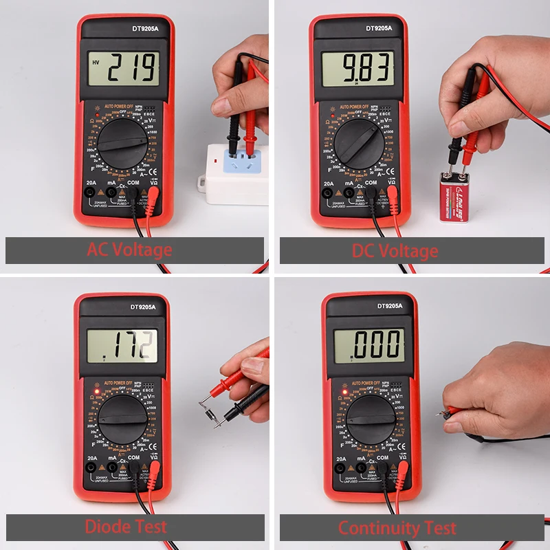 DT9205A Automotive Tester Multimeter Digital Professional Manual Range AC DC 1000V 20A Voltmeter Ohm Capacitance Tester Machine