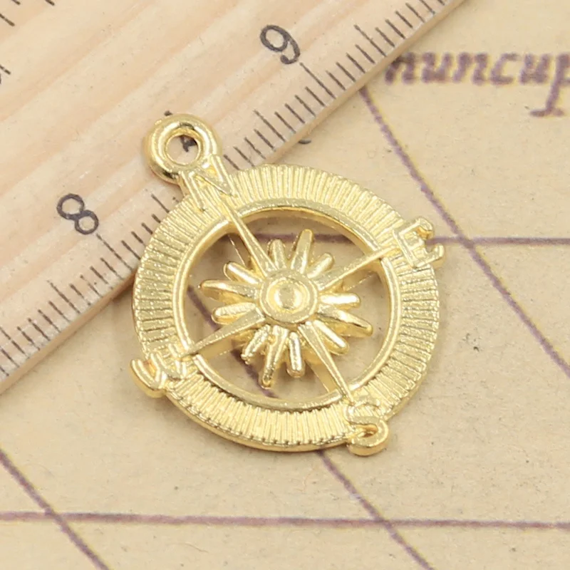 10 sztuk Charms kompas 28x24mm tybetański brąz srebrny kolor wisiorki antyczny tworzenia biżuterii DIY Handmade Craft — zdjęcie 6