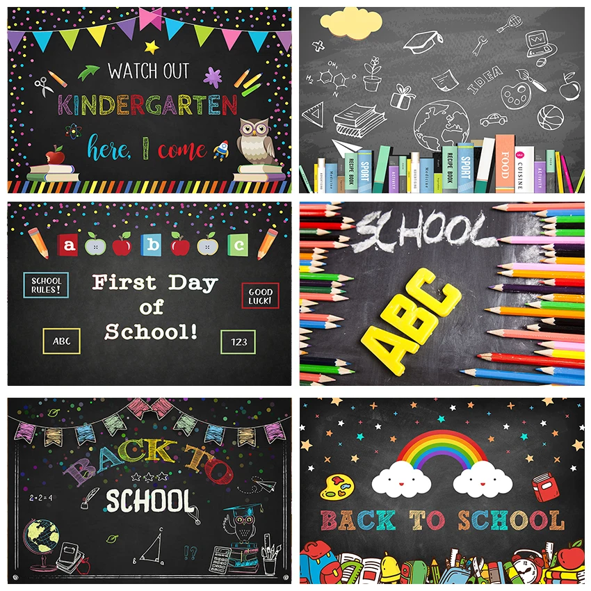 

Mocsicka Back To School Season Photography Background Blackboard Textbook Decoration First Day Of School Party Photo Banner