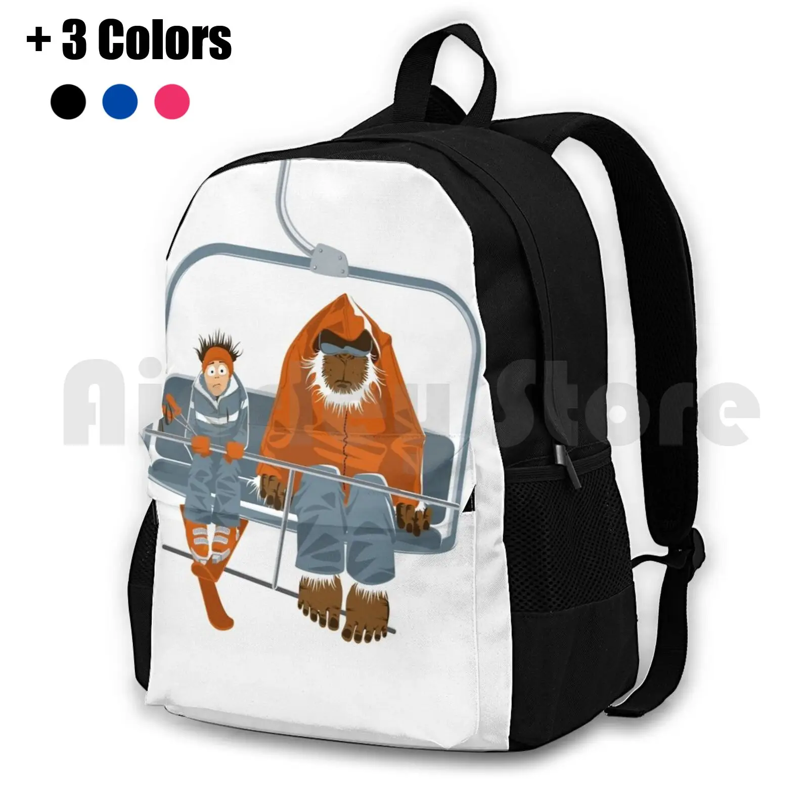 Outdoor Hiking Backpack Waterproof Camping Travel Laurentberset Illustration Design Snow Winter Ski