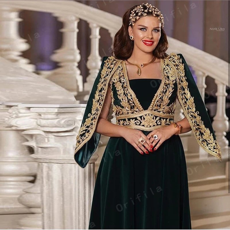 New Tunisian Vestidos De Novia Kosovo Albanian Caftan Evening Dresses Long Sleeves Applique Robe De Soirée De Mariage Prom Gowns