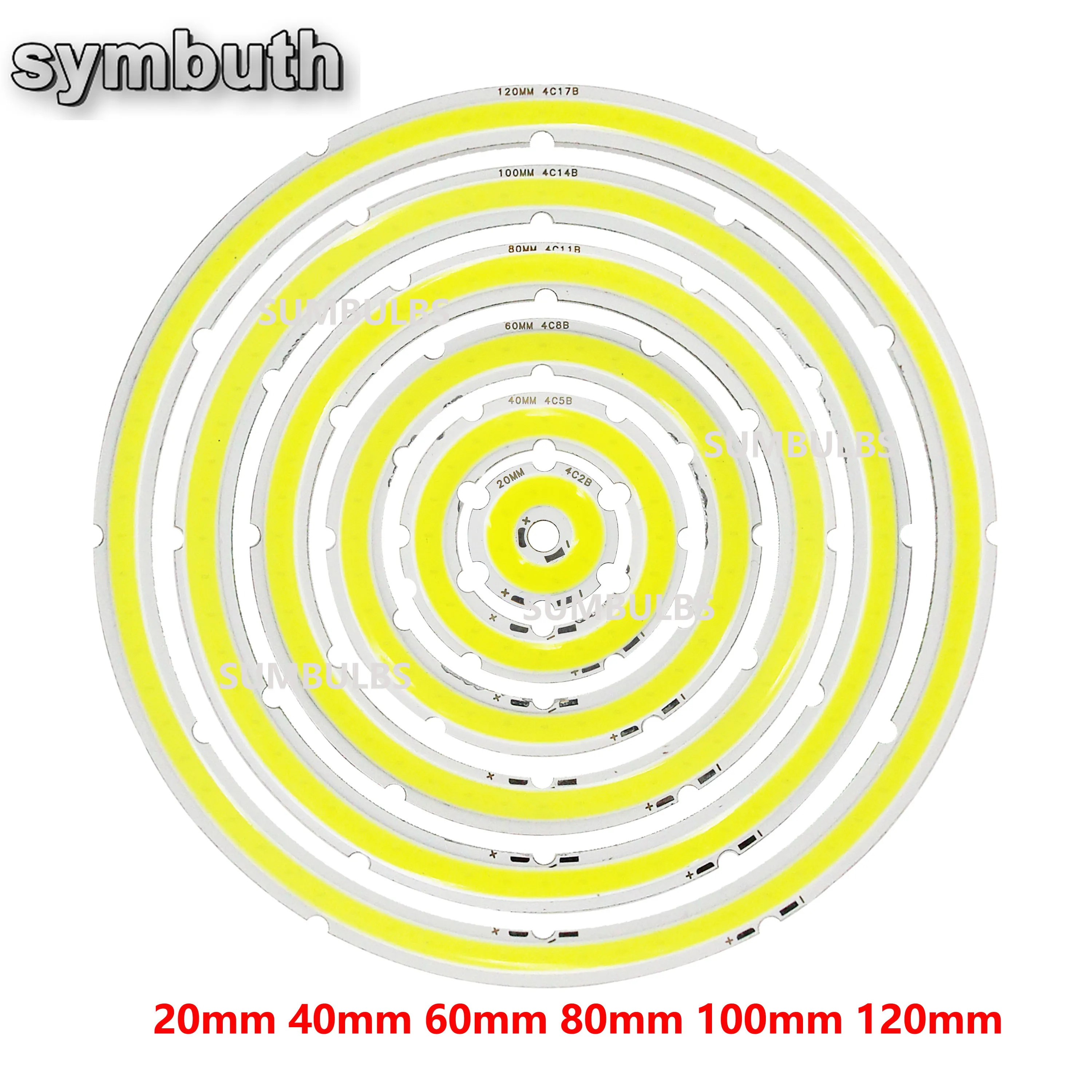 2W-12W Angel Eyes LED COB Light Source Annual Shape 12V DC 20mm-120mm COB  Ring LED Cold Warm White Light Source for DIY Bulb