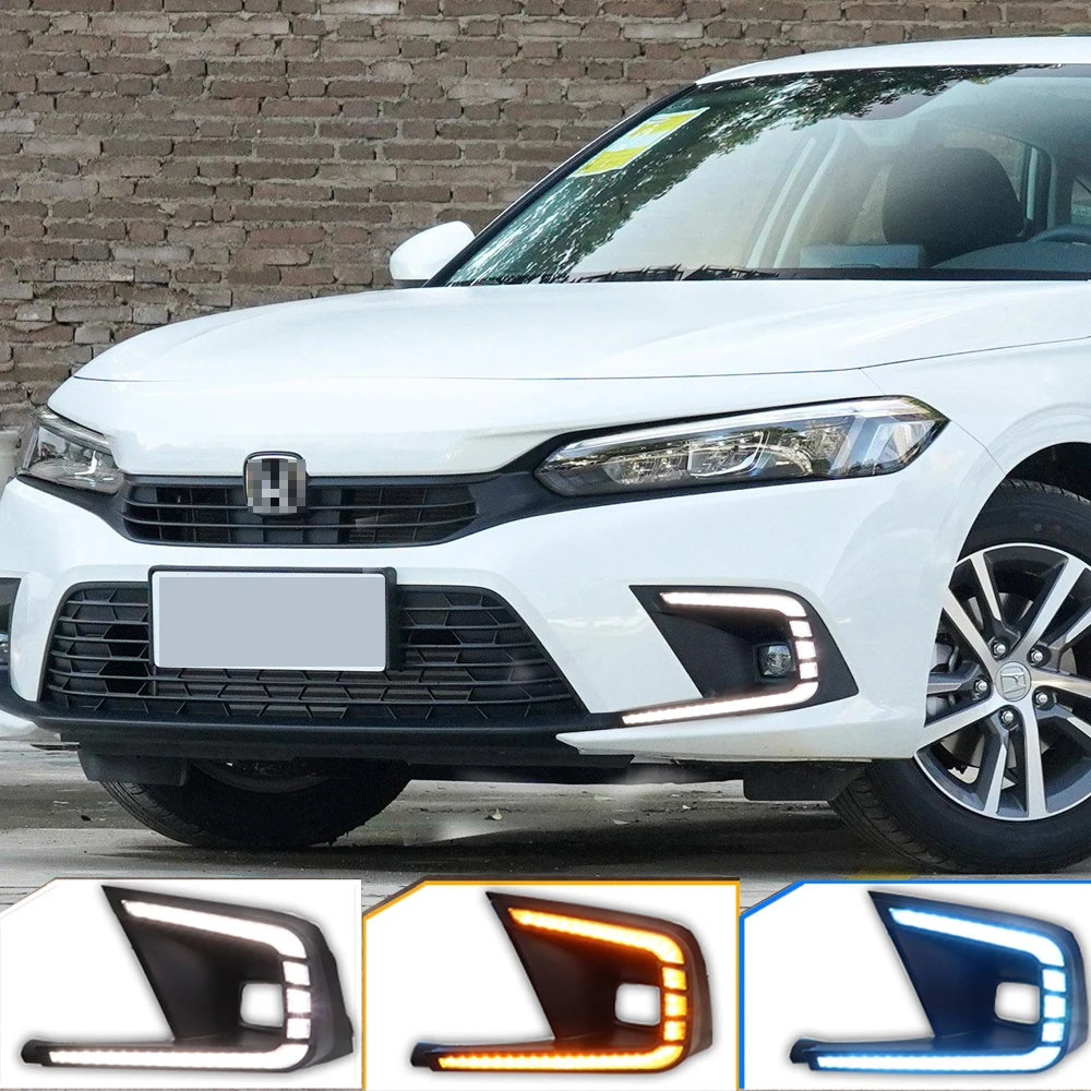 

2 шт. автомобильные светодиодные DRL дневные ходовые огни заднего бампера стоп-сигнал задний фонарь противотуманные фары для Honda Civic 11 2021 2022