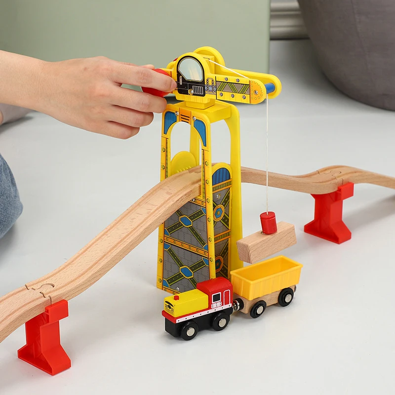 Railway Wooden Track Accessories All Kinds of Magnetic Train Crane Toy Compatible for Biro Wood Tracks Kids Educational Toy