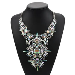 Fashion Crystal Rhinestone Tassel Statement Large Collar Necklace Women Indian Ethnic Vintage Big Chunky Charm Necklace Jewelry