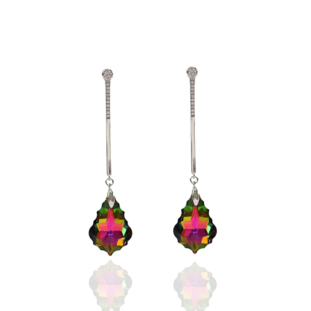 

LANFLORA new women colorful Crystal earrings Classic women earrings foreign trade bulk wholesale earrings