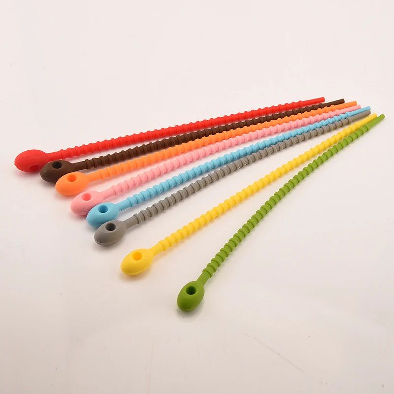 Candy Color Self Locking Multifunctional Silicone Ties, Cable Headset, Data Line, Wire Binder, Safe, Reusable, 8 Pcs, Lot