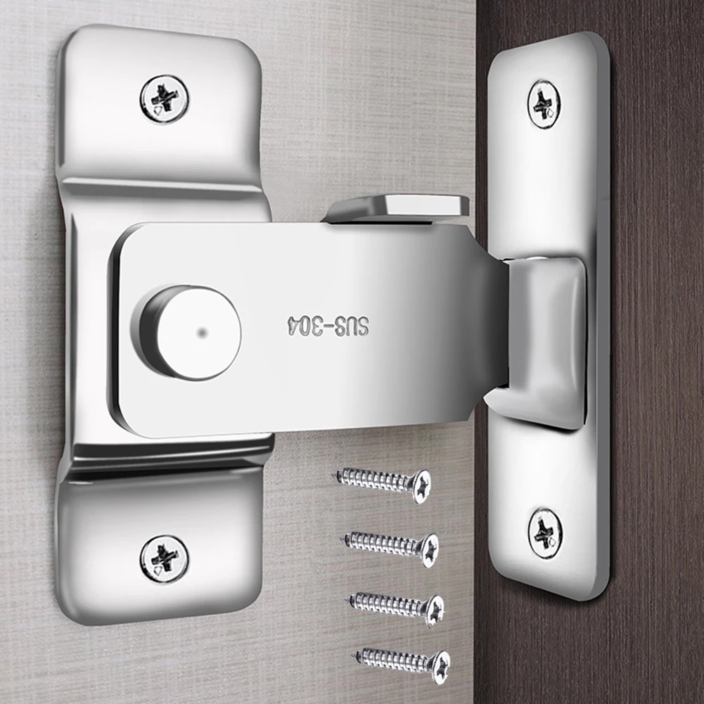 Stainless Steel 90 Degree Sliding Door Buckle Right Angle Hook Lock Bolts Drawer Cabinet Kitchen Furniture Hardware Repair