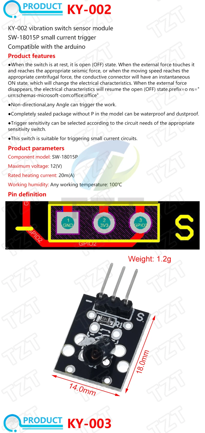 Für Arduino 45 Arten von Sensoren Digitaler Temperatur-Feuchtigkeits-RGB-LED-Boden-Buzzer-Ton-Ultraschall-Regentropfen-Sensormodul DHT11 – Detail 2