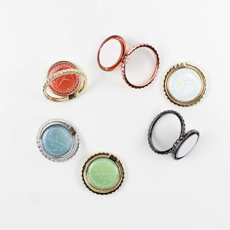 Soporte de anillo para teléfono móvil con patrón de reloj de Metal, soporte magnético para coche, tableta, Stent, patrón de reloj, soporte de teléfono para iphone XS