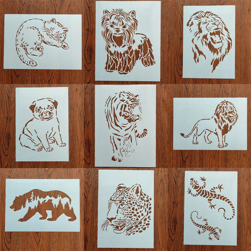 

2pc A4 Size Animal Stencil Decor DIY Walls Layering Painting Template Printing Inkjet Scrapbooking Coloring Embossing Reusable