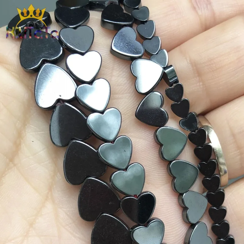 

Black Love Heart Hematite Stone Natural Beads Loose Spacer Beads For Jewelry Making DIY Earrings Bracelet Accessories 15''Inches
