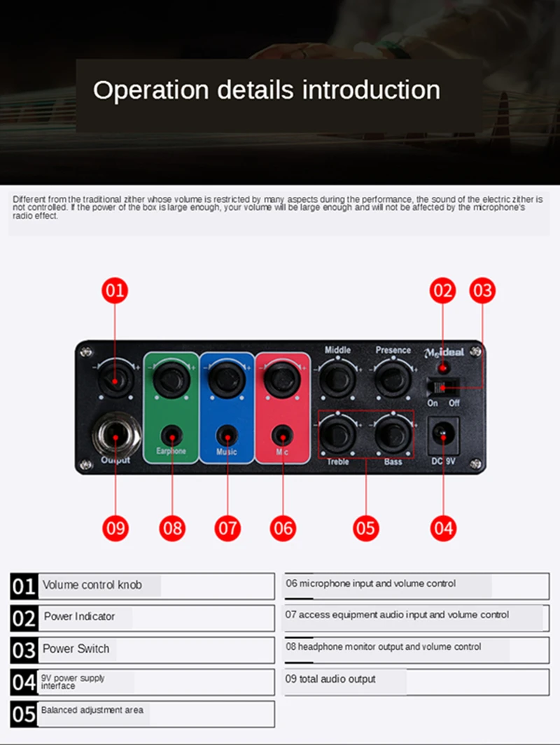 New Crystal  Electronic Guzheng  Performance Electric Guzheng Transparent Acrylic Material 7-string Zither Musical Instrument