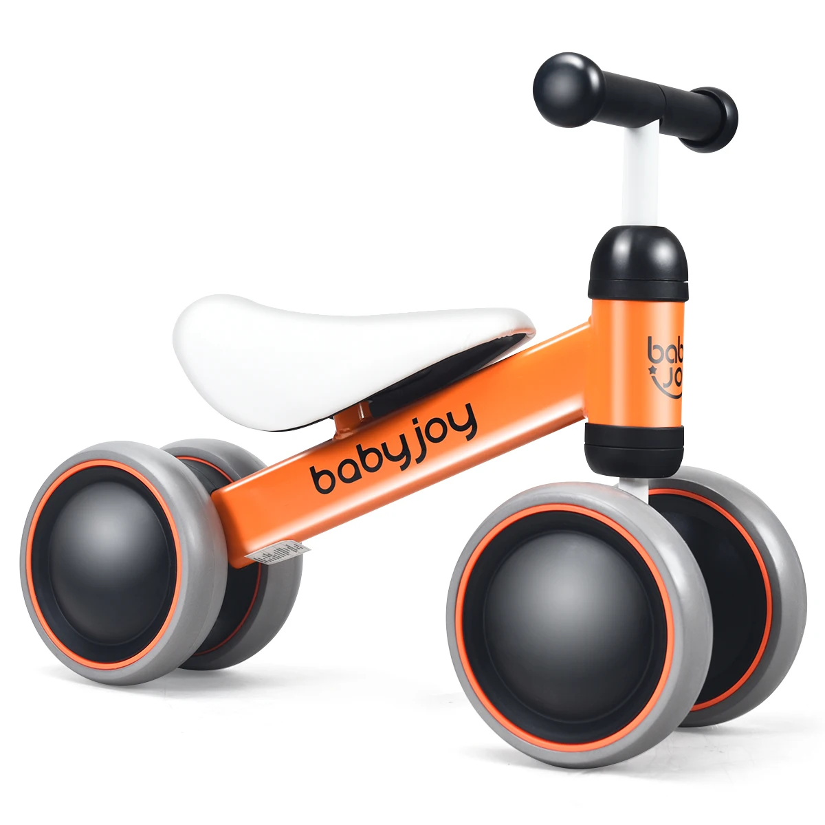 Bicicleta de equilibrio sin Pedal para bebé, andador de juguete para aprender a montar, 4 ruedas, color naranja