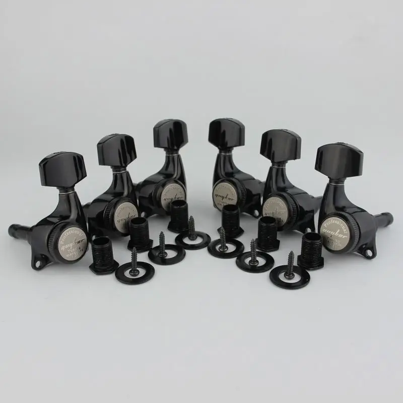 

GUYKER Upgraded Version Black Guitar Locking Tuners Electric Guitar Machine Heads Tuners 3R3L Gear ratio 1:21 Lock Tuning Pegs