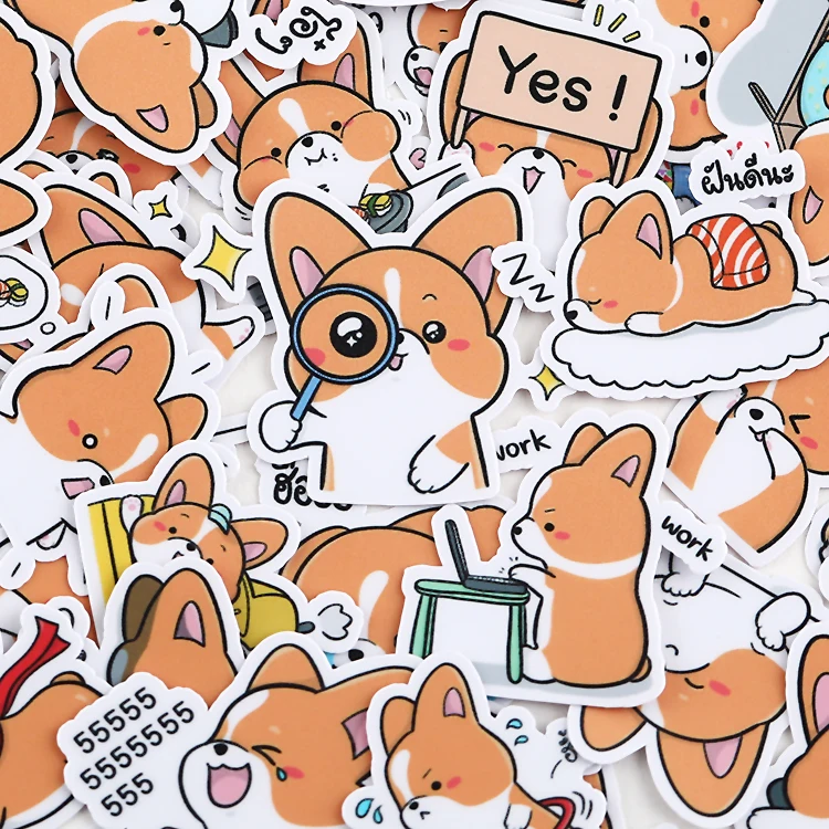 40pcs/lot Cute corgi Sticker Diy Album Scrapbooking Diary Planner Journal Sticker Decorative Label For Kids