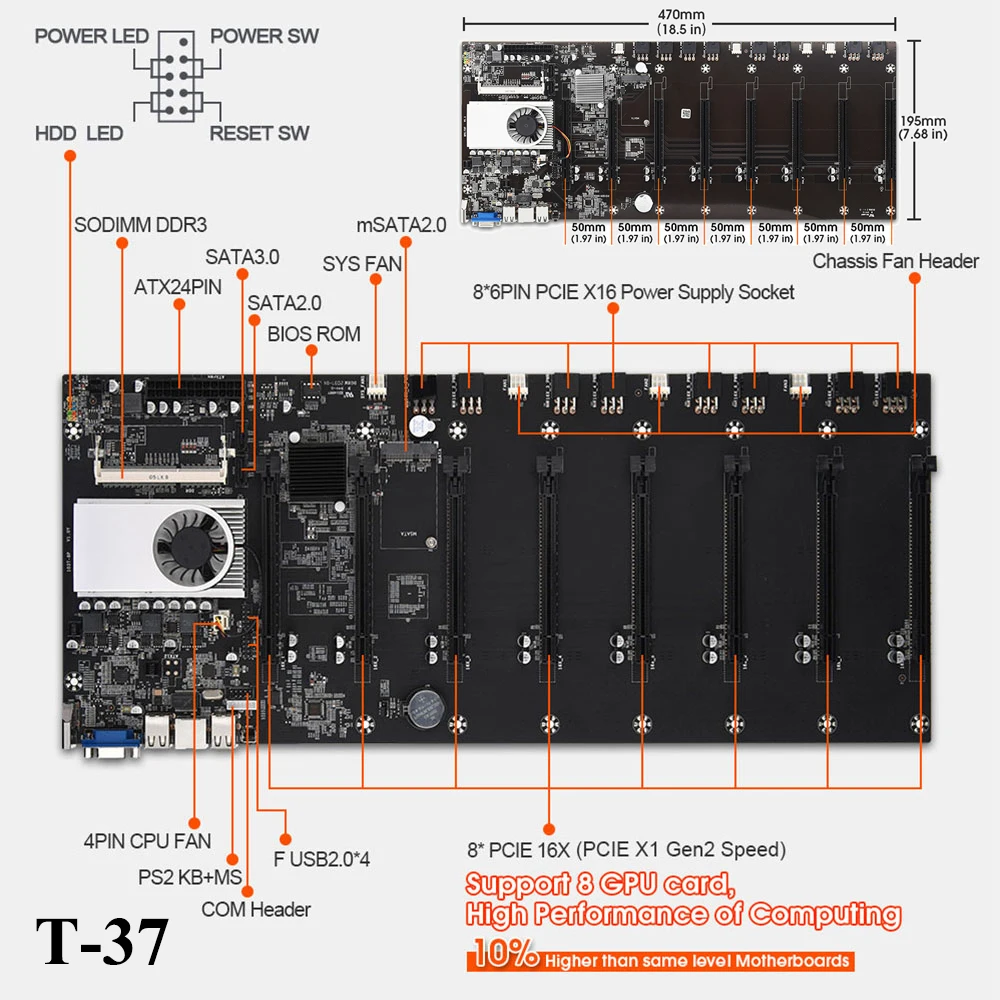マイニングマザーボード,PCコンポーネント,8マイナーメモリカードと