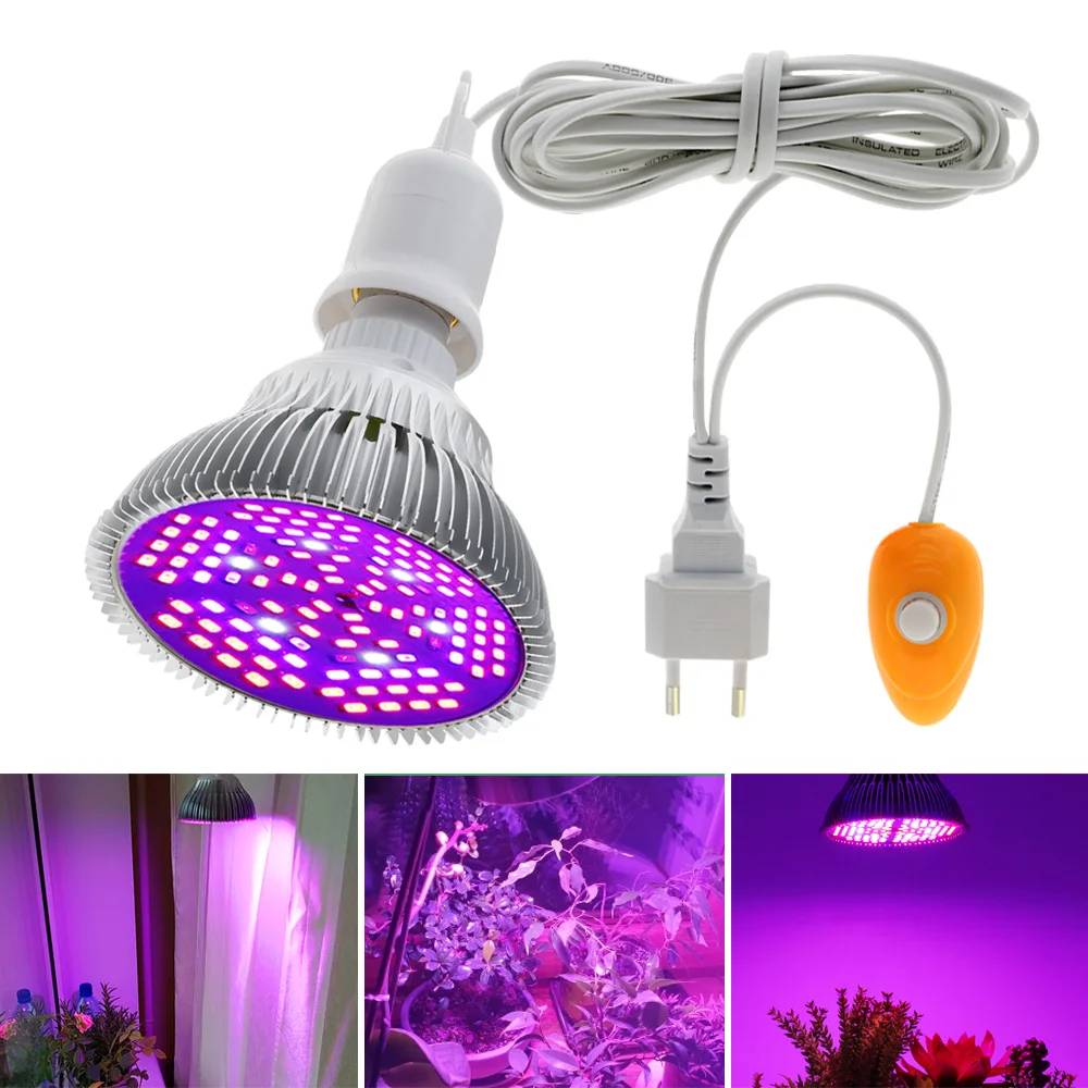 Lampe de croissance LED E27 à spectre complet pour culture hydroponique de plantes d'intérieur, éclairage pour floraison de légumes