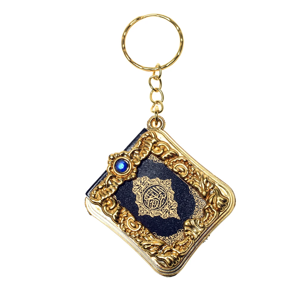 1 Pcs New Muslim Keychain Resin Islamic Mini Ark Quran Book Real Paper Can Read Pendant Key Ring Key Chain Religious Jewelry