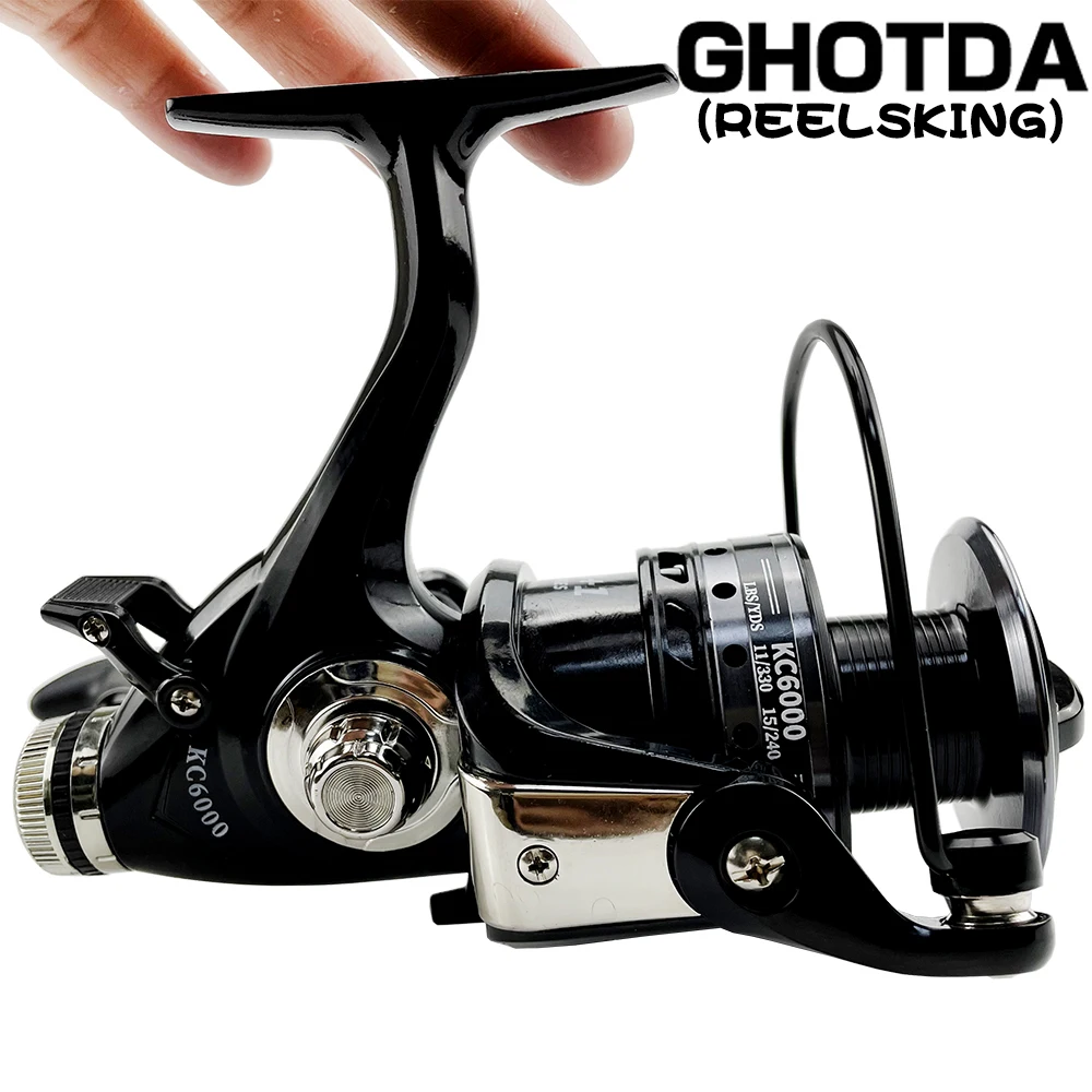 3000- 6000 Metal Spool Spinning Fishing Reel Saltewater Carp Fishing Reel Front and Rear Brake Speed Ratio 5.2:1