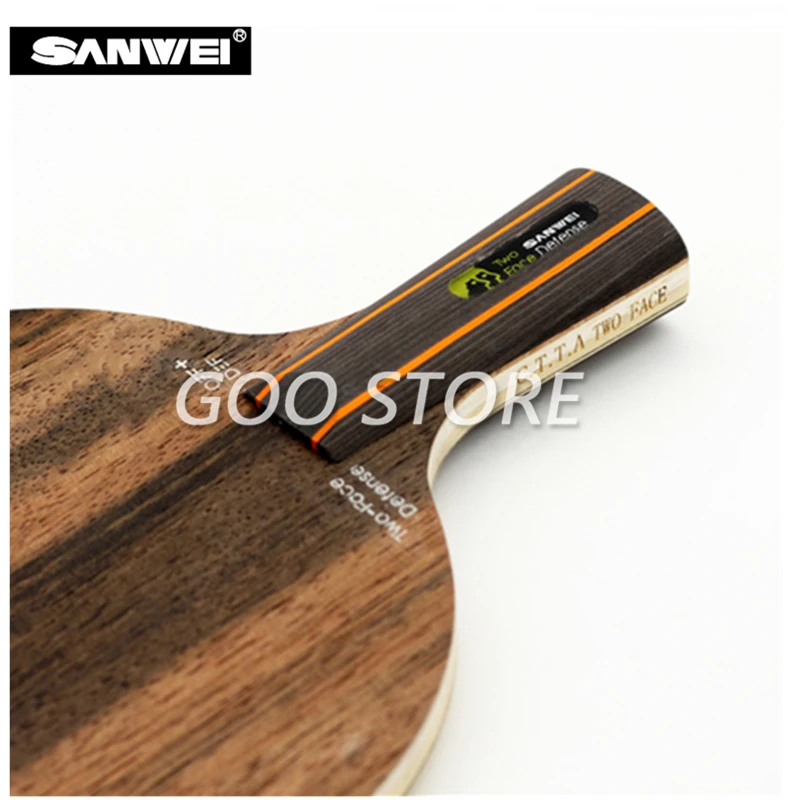 SANWEI Pertahanan Dua Wajah Serangan Pisau Tenis Meja + Pertahanan Kayu Eboni + Permukaan Hinoki Sanwei Ping Pong Raket Dayung Kelelawar