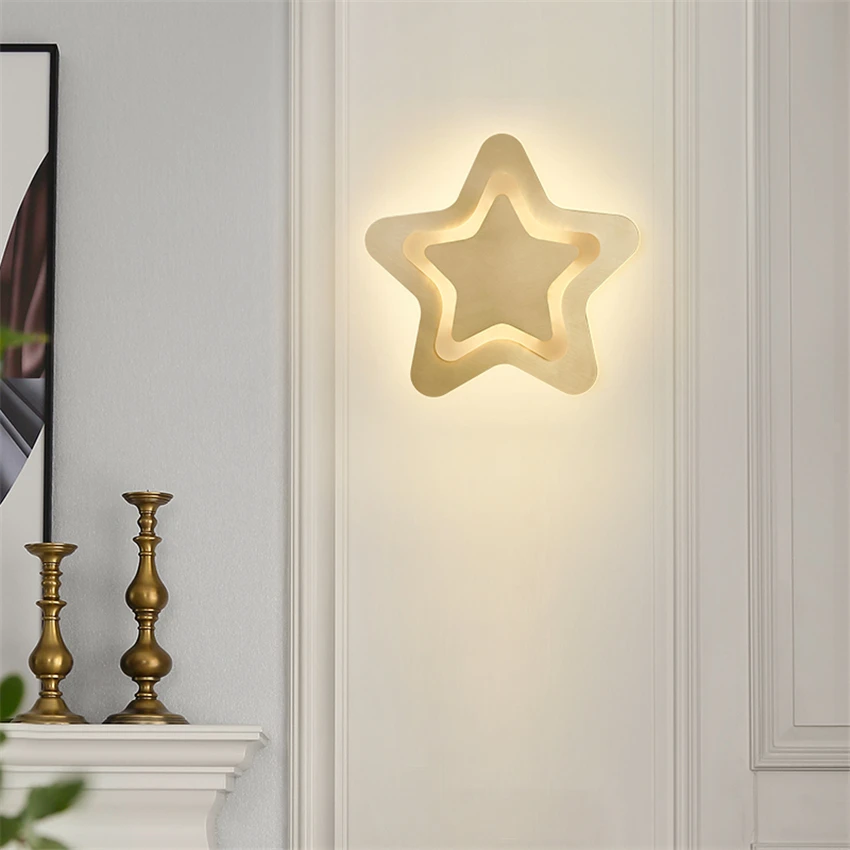 

Nordic Golden Star LED Wall Lamp Children's Room Living Room Corridor Aisle Lighting Bedroom Balcony Cloakroom Decor Wall Light