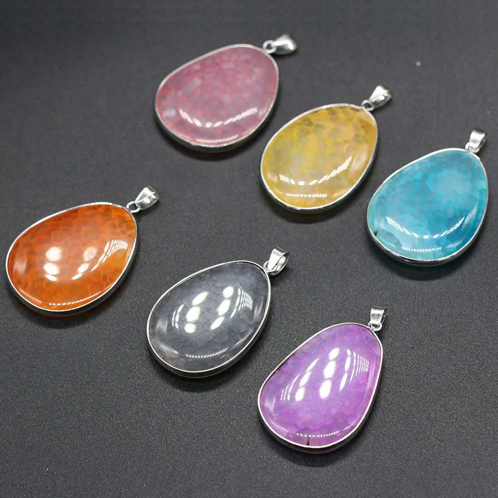 Natural Dragon Veins Agates Pendant Fashion Water Drop Shape Pendants For Jewelry Making DIY Necklace Charm Accessories Gifts