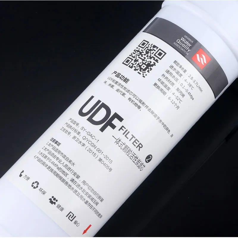 Filtro purificador de agua de 10 pulgadas, conexión rápida de 1/4 ", UDF, carbón activado granulado para cocina, 285MM x 62MM, elemento de filtro de Linker rápido