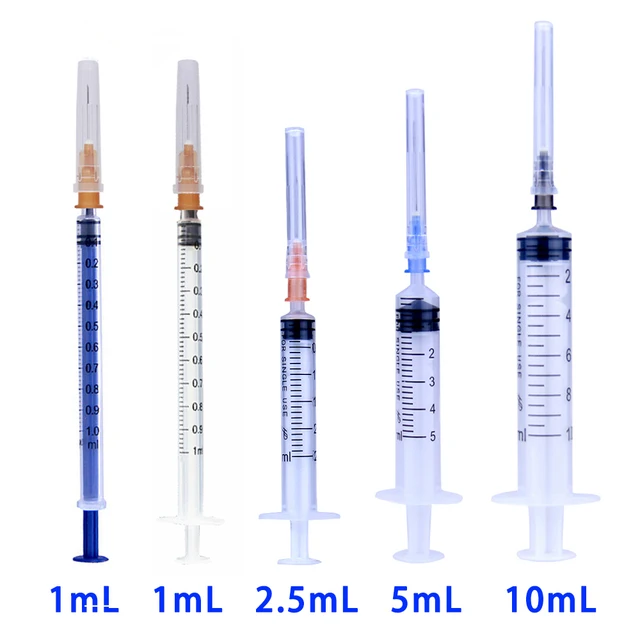 Jednorazowa strzykawka przemysłowa z tworzywa sztucznego 1 ml 2 ml 3 ml 5 ml 10 ml z igłami Stereofoniczny wtryskiwacz 1 cm3
