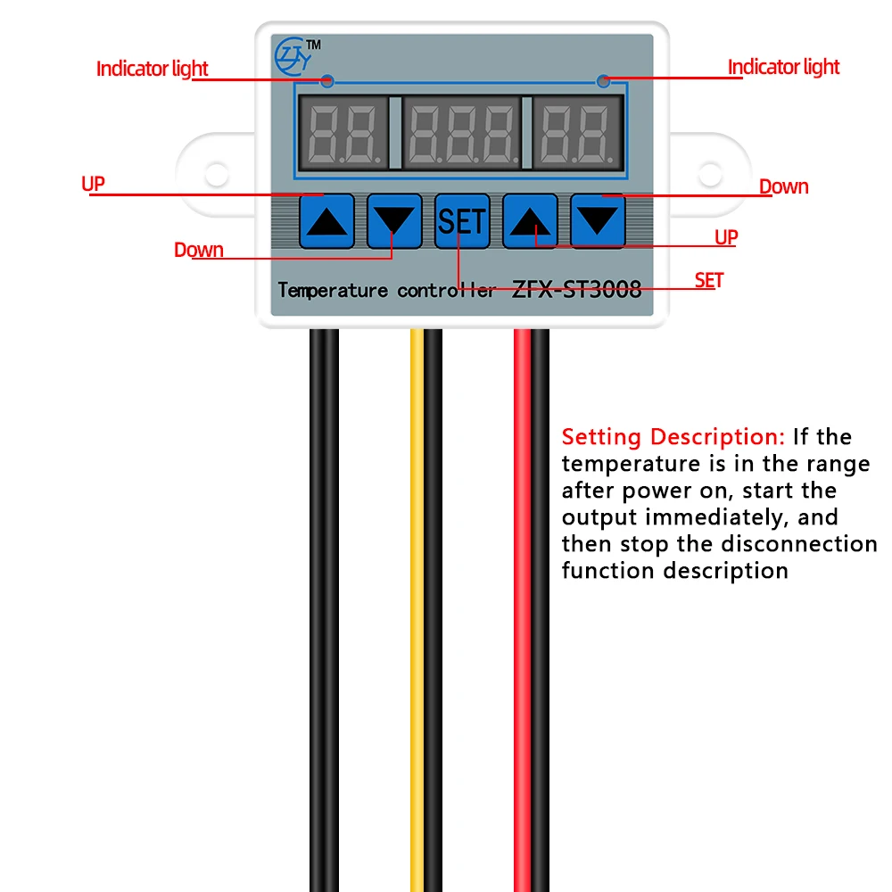 ZFX-ST3008 mikrobilgisayar sıcaklık kontrol cihazı termostat akıllı zaman kontrolörü ayarlanabilir NTC10K ölçüm input40 %